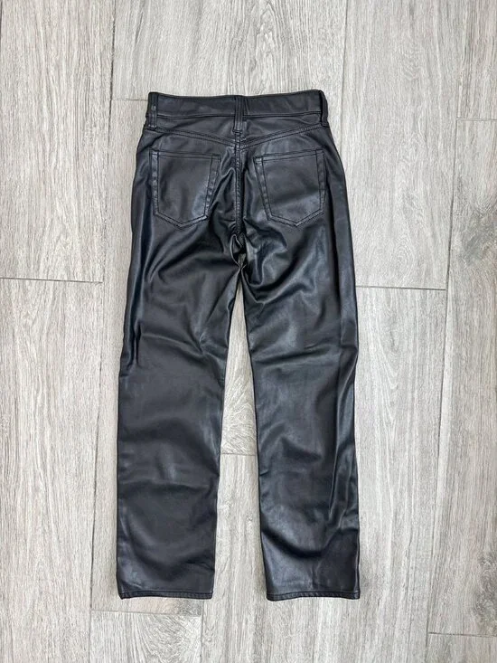 Like New Girls GAP Black High Rise 90’s Loose Faux Leather Pants size 10 - Picture 2 of 3